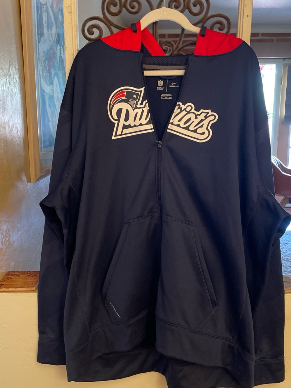 NFL Therma-Fit Navy Zip-Up Jacket with White Accents Patriot’s thermal Nike